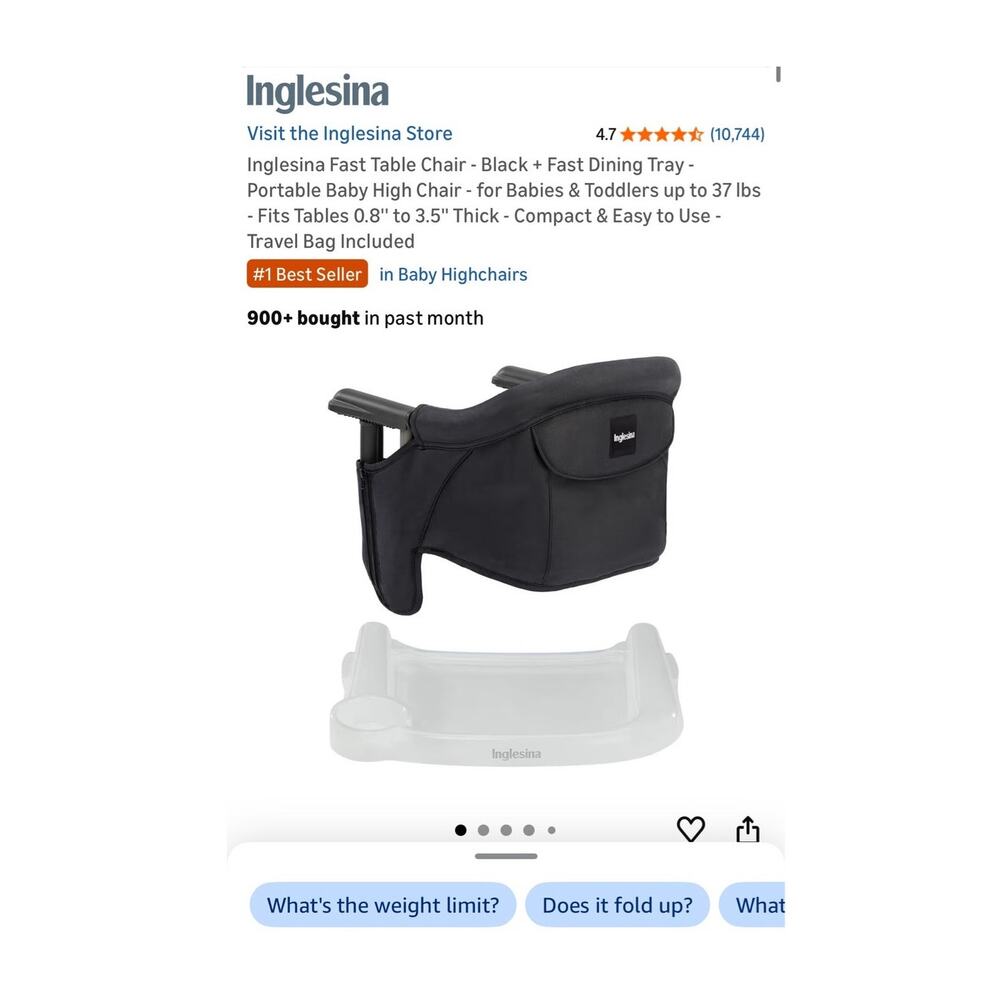 NEW!!! Inglesina Fast Table Chair with tray (black)